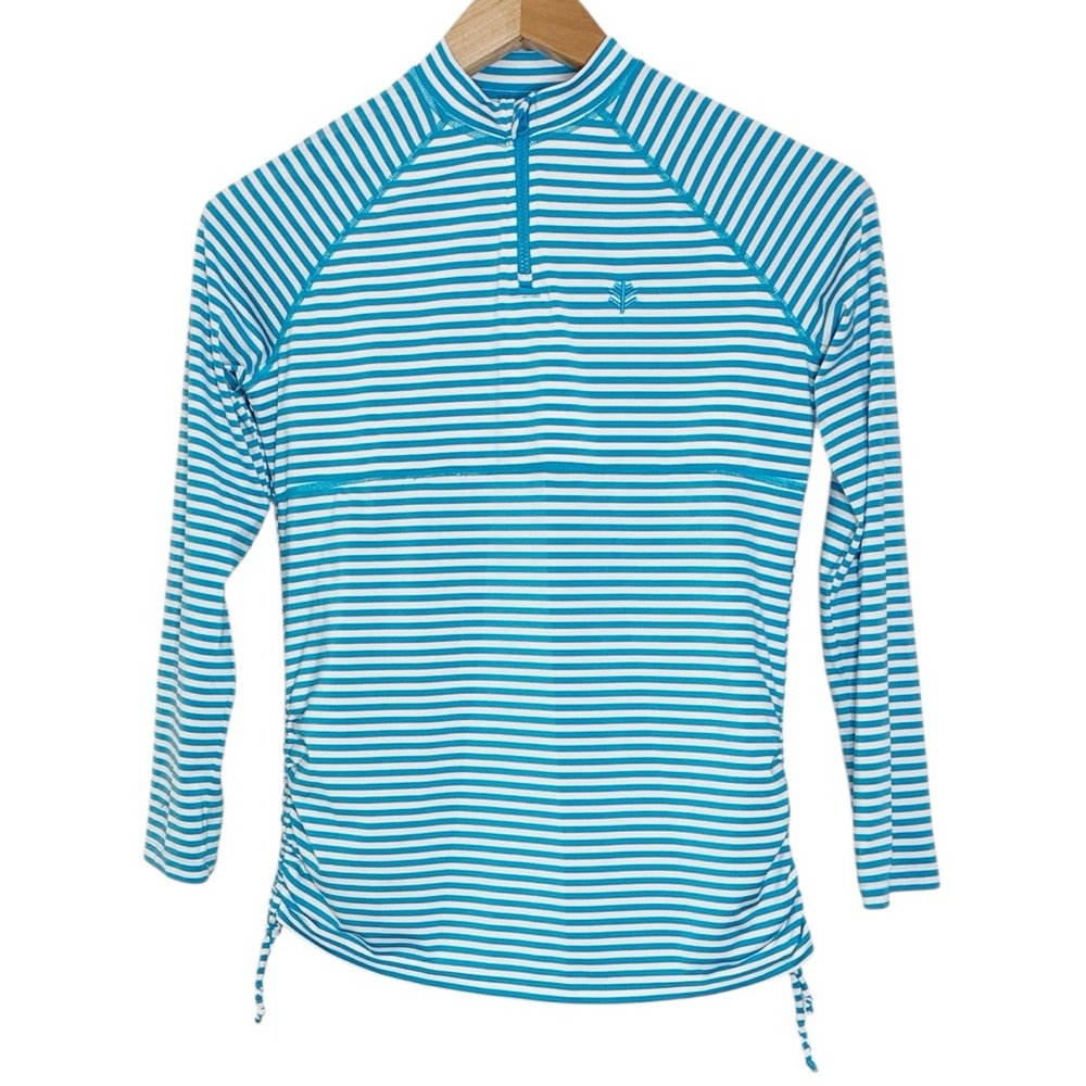 Coolibar Blue/White Striped UV Protection Top/Tee-Long Sleeve size L